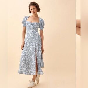 Reformation Blue Floral Midi Dress